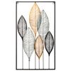 Decoración De Pared 'feuilles' - Metal 37 X 65 Cm - Negro Dorado