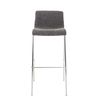 Taburete De Bar Silla Alta Forma Curva Con Respaldo En Tela Gris Claro Base De 4 Patas Metal Cromado M10_004522