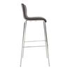 Taburete De Bar Silla Alta Forma Curva Con Respaldo En Tela Gris Claro Base De 4 Patas Metal Cromado M10_004522