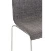 Taburete De Bar Silla Alta Forma Curva Con Respaldo En Tela Gris Claro Base De 4 Patas Metal Cromado M10_004522