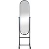 Espejo De Pie Oval Diseño Simple Y Práctico Negro Madera Superficie Del Espejo 113x33 Cm M10_000291