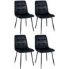 Set De 4 Sillas De Comedor En Terciopelo Negro Y Metal Negro Estilo Moderno M10_000802