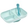 Set De Plato Con Compartimentos 2 Piezas Silicona Azul Beaba