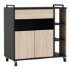 Mueble De Cocina Buffet Auxiliar Para Microondas Color Negro Y Roble Superficie Mueble 79x79x40 Cm