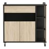 Mueble De Cocina Buffet Auxiliar Para Microondas Color Negro Y Roble Superficie Mueble 79x79x40 Cm