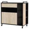 Mueble De Cocina Buffet Auxiliar Para Microondas Color Negro Y Roble Superficie Mueble 79x79x40 Cm