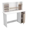 Mesa De Ordenador Escritorio Con Altillo 135 Cm. Blanco Y Roble