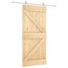 Puerta Corredera Con Herrajes Madera Maciza De Pino 90x210 Cm