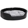 Cama Para Perros Felpa Y Cuero Sintético Negro Gris 90x79x20 Cm