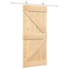 Puerta Corredera Con Herrajes Madera Maciza De Pino 90x210 Cm