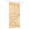 Puerta Corredera Con Herrajes Madera Maciza De Pino 100x210 Cm