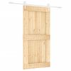 Puerta Corredera Con Herrajes Madera Maciza De Pino 100x210 Cm