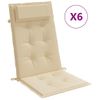 Cojines De Silla Con Respaldo Alto 6 Uds Tela Oxford Beige