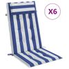 Cojines Silla Respaldo Alto 6 Uds Tela Oxford Rayas Azul Blanco