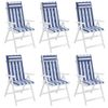 Cojines Silla Respaldo Alto 6 Uds Tela Oxford Rayas Azul Blanco