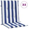 Cojines Silla De Respaldo Bajo 4 Uds Tela A Rayas Azul Y Blanco