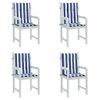 Cojines Silla De Respaldo Bajo 4 Uds Tela A Rayas Azul Y Blanco