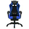 Silla Gaming Con Luces Led Rgb Cuero Sintético Azul Y Negro