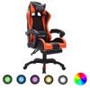 Silla Gaming Con Luces Led Rgb Cuero Sintético Naranja Y Negro