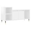 Mueble De Tv Madera Contrachapada Blanco Brillo 100x35x55 Cm