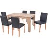 Conjunto De Comedor 7 Piezas De Roble Y Cuero Artificial Negro