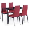 Conjunto De Mesa Y Sillas De Comedor 5 Piezas Color Vino Tinto