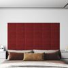 Paneles De Pared 12 Uds Tela Rojo Tinto 30x30 Cm 1,08 M²