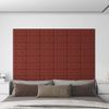 Paneles Pared 12 Uds Cuero Sintético Rojo Tinto 30x15 Cm 0,54m²