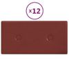 Paneles Pared 12 Uds Cuero Sintético Rojo Tinto 30x15 Cm 0,54m²