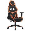 Silla Gaming Masaje Y Reposapiés Cuero Sintético Negro Naranja