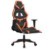 Silla Gaming Masaje Y Reposapiés Cuero Sintético Negro Naranja