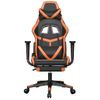 Silla Gaming Masaje Y Reposapiés Cuero Sintético Negro Naranja