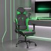 Silla Gaming De Masaje Y Reposapiés Cuero Sintético Negro Verde