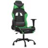 Silla Gaming De Masaje Y Reposapiés Cuero Sintético Negro Verde