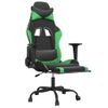 Silla Gaming De Masaje Y Reposapiés Cuero Sintético Negro Verde