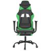 Silla Gaming De Masaje Y Reposapiés Cuero Sintético Negro Verde