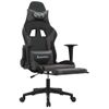 Silla Gaming De Masaje Y Reposapiés Cuero Sintético Negro Gris