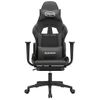 Silla Gaming De Masaje Y Reposapiés Cuero Sintético Negro Gris