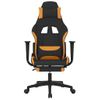 Silla Gaming De Masaje Con Reposapiés Tela Negro Y Naranja