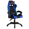 Silla Gaming Con Luces Led Rgb Cuero Sintético Azul Y Negro