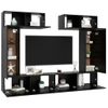 Set De Muebles De Salón Tv 6 Piezas Madera De Ingeniería Negro