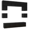 Set De Muebles De Salón Tv 8 Piezas Madera Ingeniería Negro