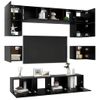 Set De Muebles De Salón Tv 8 Piezas Madera Ingeniería Negro