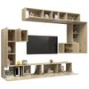 Set De Muebles Para Tv 8 Pzas Madera Contrachapada Roble Sonoma