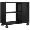 Mesa Auxiliar Madera Contrachapada Negro Brillante 70x35x55 Cm