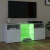 Mueble De Tv Con Luces Led Blanco Brillante 120x30x50 Cm