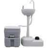 Set De Lavabo Con Pedestal E Inodoro Portátil Para Camping Gris