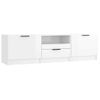 Mueble De Tv Madera Contrachapada Blanco Brillante 140x35x40 Cm