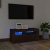 Mueble De Tv Con Luces Led Roble Marrón 90x35x40 Cm