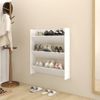 Zapatero De Pared Madera Contrachapada Blanco 80x18x90 Cm